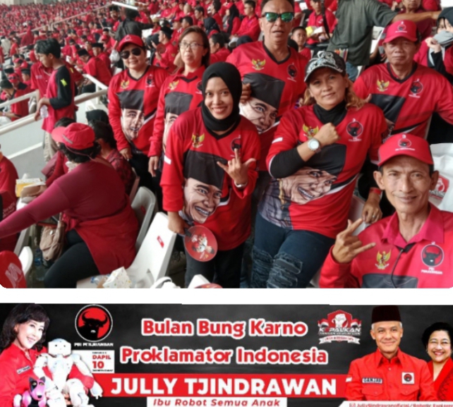 Peringatan Bulan Bung Karno, PDIP, Stadion Utama Gelora Bung Karno, Jully Tjindrawan, Dapil 10 Jakarta Barat, Joko Widodo, Megawati, Ganjar Pranowo, Ma'aruf Amin