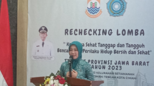 Ketua Tim Penggerak PKK, Provinsi Jawa Barat, Atalia Praratya, recheking, lomba Keluarga Sehat Tanggap dan Tangguh Bencana, Gagah Bencana, kota Cimahi, inovasi, program Stunting, PHBS, penurunan angka Stunting, pendampingan, singkronisasi, pemimpin yang komitmen